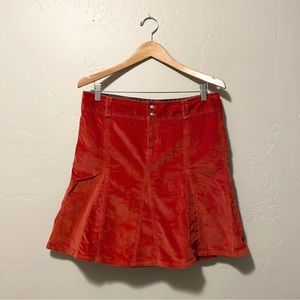 Athleta Whenever Corduroy Burnt Orange Ruffled Pleated Mini Skirt